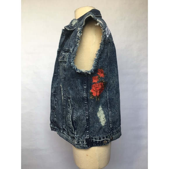 Pacsun Los Angeles Rose Patch Denim Vest - Picture 3 of 4
